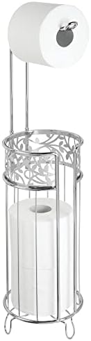 mDesign Steel Toilet Paper Roll Stand Storage Organizer and Dispenser for Bathroom/Home Organization - Holds 3 Rolls of Toilet Tissue - Arbor Collection - Chrome