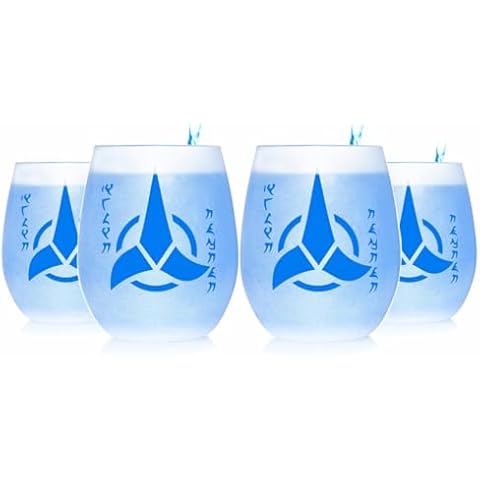 STAR TREK Klingon Cheers Etched Stemless Wine Glass - Officially Licensed, Premium Quality, Handcrafted Glassware, 15oz. Perfect Collectible Gift for Series Enthusiasts Cover