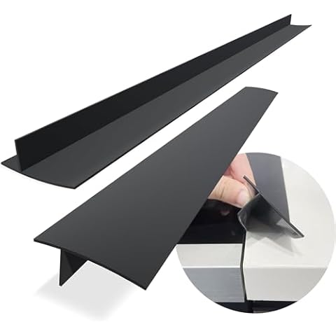 Silicone Stove Counter Gap Cover / Filler by Kindga 25" Long, Sealing Spills Between Kitchen Appliances Washing Machine and Stovetop, Set of 2 (Black) Cover