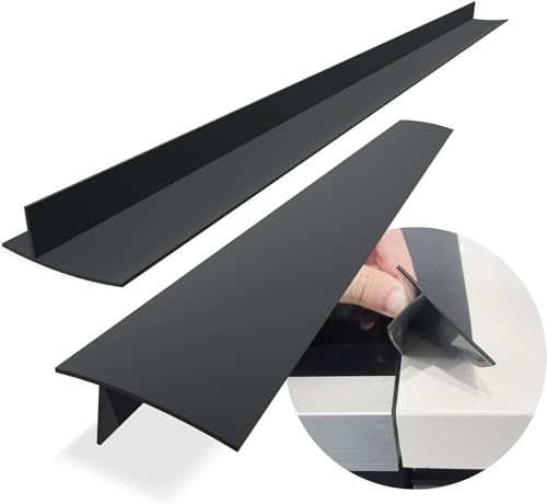 Image of KindGa Silicone Stove Counter Gap Cover - 25 Inch Gap Filler 2 Pack Black | Long gap filler seals spills between kitchen appliances Stovetop oven countertop; stove gap cover, gas stove side gap covers