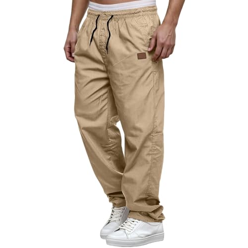Men's Cargo Pants Classic Straight Leg Work Pants Lightweight Casual Loose Fit Utility Trousers with Drawstring