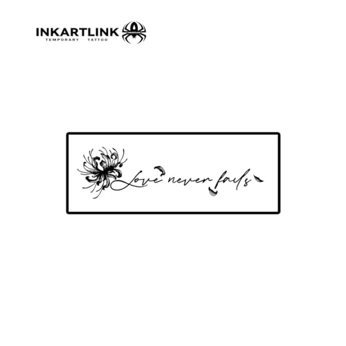 INKARTLINK Semi Permanent Tattoos, Holiday Tattoos, Party Favors, Lasts 7-15 Days, Waterproof and Non-reflective, Unique Design (English Emotional Phrases With Flowers)