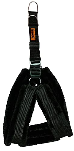 Petshop7-Fur-Padded-Nylon-Dog-Harness-Dog-Collar-Dog-Leash-Large-Chest-Size-29-35inch-Black