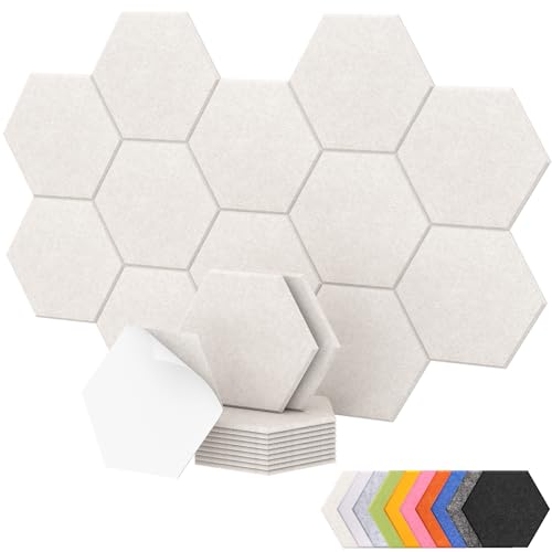 12 Pack High Density Hexagon Acoustic Panels, TONOR 12'x 10'x 0.4' Soundproof Wall Panels, Sound...