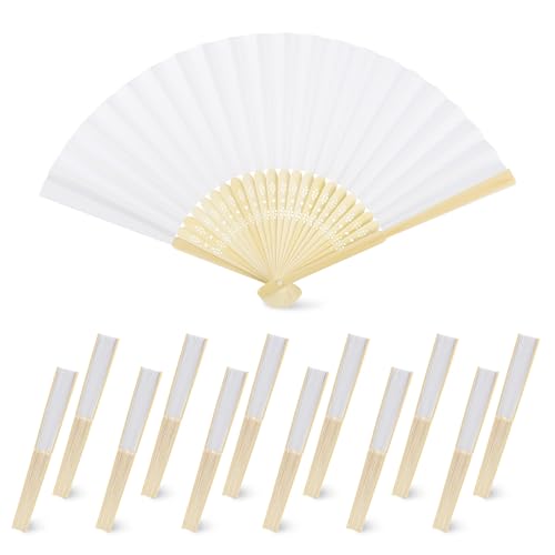 Doouble Paper Folding Hand Fans (12-Pack)