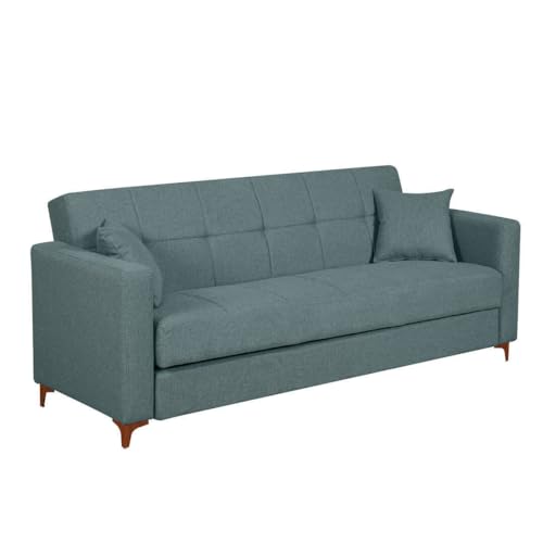 SHIITO | Modelo Malaga - Sofá Cama Clic-Clac con Almacenaje | Elegancia Funcional en 3 Plazas | 210 x 85 x 84.5 cm - Azul
