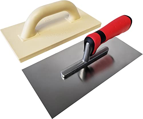 Maurerfreund, 2-teiliges Set mit Putzer-Werkzeug, Edelstahl-Glättekelle mit Softgriff & Kunststoff-Reibebrett,...