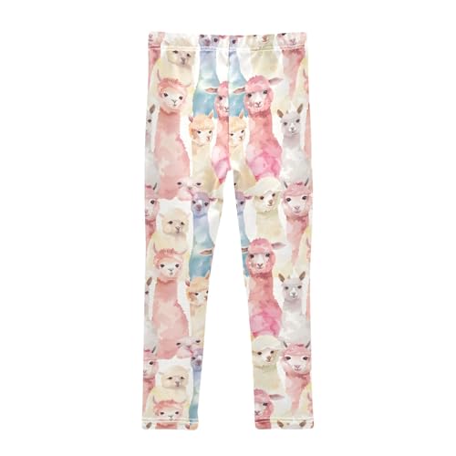 Watercolor Alpaca O Girls Leggings Athletic Pants Tights Stretch Bottom2