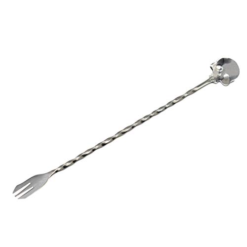 Maydahui 2Pcs Skull Swizzle Sticks Bar Spoon Mixing Spoons 9.8Inch 18/10（304）Stainless Steel Fruit Forks Reusable Stirrers Stir Cocktail Drink For Halloween #TOP2