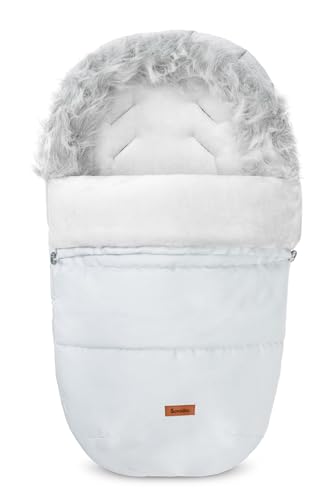 SENSILLO - Saco de Invierno para Silla de Paseo - Saco para Silla de Paseo y Trineo - Cierre con Cremallera, Cordón de Ajuste, Piel sintética, Tejido Exterior hidrófugo - 100x50 cm - Fresno