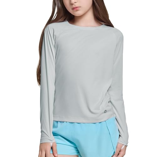 Image of baleaf Girl's Rash Guard Swim Shirts Sun Shirt UV Long Sleeve Tops Quick Dry Lightweight UPF 50+ Clothing