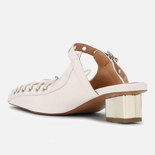 Agodor Lace-Up Slingback Pumps Pointed Toe Strappy Chunky Block Heel Mules Comfortable Punk Goth Shoes with Adjustable Buckle3