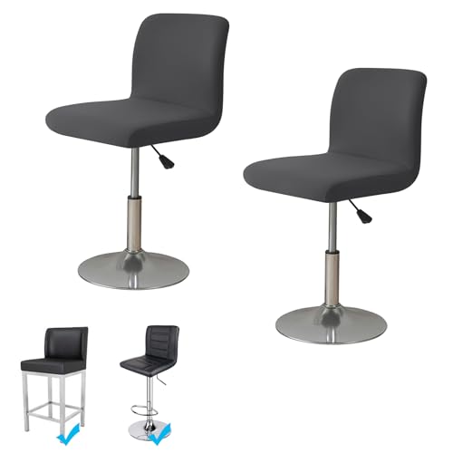 Image of WOMACO Bar Stool Cover with Back Printed Dining Room Square Swivel Barstool Chair Seat Cushion Slipcover for Counter Height Mid Low Back Chair Protector (2, Gray)