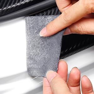 Image of 43.3 inch Rear Bumper Guard for SUV /Truck, Carbon Fiber Anti-Scratch | Carbon fiber leather rear bumper guard, 43.3x5.5in, waterproof, stain-proof, UV-resistant, non-yellowing, no edge curling