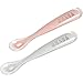 BÉABA Cucharas de Aprendizaje para Bebe, Silicona Suave, Juego de 2, Con estuche para guardarlas, Primera Edad, Ergonómica, Rosa