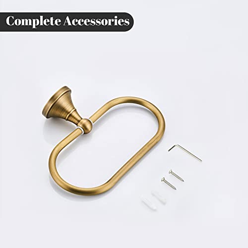 WOLIBEER Brass Toilet Paper Holder,AntiqueTowel Ring Oval Bathroom Tissue Roll Holder Hanger Bath Accessories Hardware Wall Mounted 2 Pieces by WOLIBEER - Used condition - Image 5