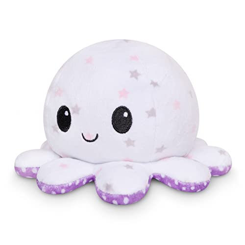 Image of TeeTurtle Reversible Octopus Plushie 4-Inch Polka Dot + Stars Two-Sided Flip Plush Toy with Embroidered Details - Cute Mini Collectible Plush for Kids, Teens, and Adults