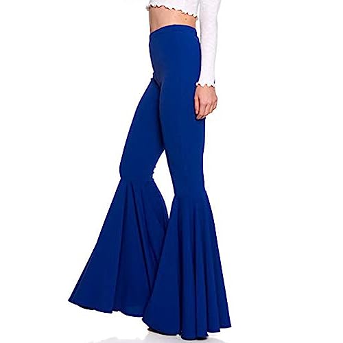 Womens High Waisted Pleated Flare Fit Pants Solid Color Wide Leg Trousers M #TOP1