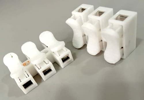 Image of 3 Way Quick Push Type Lock Electric Wire Connectors & Terminal Strip Screw Barrier Block, 3 Position, Insulated Electrical Wire Connector, 25 Pcs Pack of 50 (White)