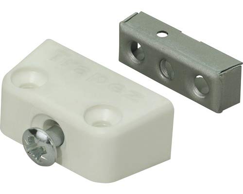 Preisvergleich Produktbild Hettich 8 Stück Verbindungsbeschläge TRAPEZ zum Aufschrauben, Kunststoff weiß mit Metallkern und 5 Schrauben, Artikel-Nr. 89354