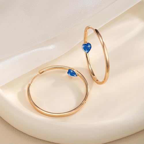 EVEVIC Trendy Austrian Crystals Heart Hoop Earrings for Women 14K Gold Plated Hypoallergenic Hoops Earring Jewelry Gift3