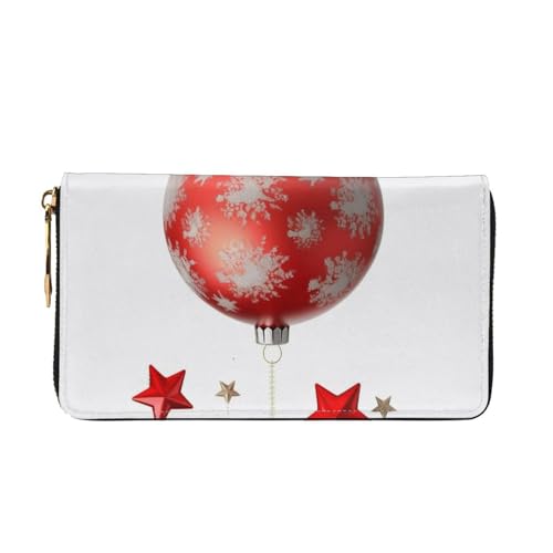 Portefeuille long en cuir noir imprimé boules de Noël avec fermeture éclair - 2