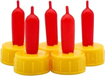 Bethlehem Goat Topper Feeder, Set of 5, Red and Yellow,Multipurpose Lamb Teat Feeder Bottle: Ideal for Feeding Sheep, Goats, Puppies, and Farm Animals.