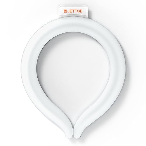 JETTSE Freeze Neck Cooling Wrap Ice Band Cooler Tube Repeat Reusable (Pastel White)