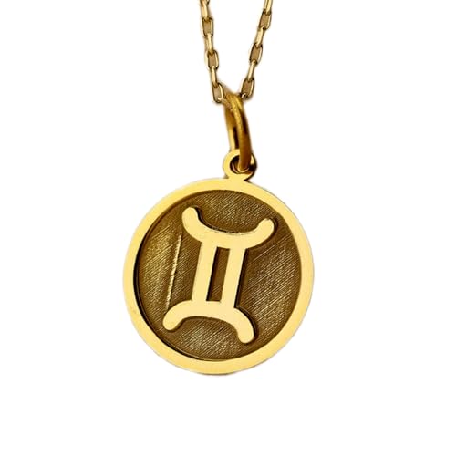 Collier pendentif Gémeaux en argent plaqué or et sa chaîne câble de 45 cm