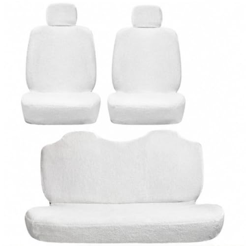 Image of Royal Bharmal Universal Fit Car Seat Cover Towel Set for 5 Seater Cars | 8 Piece Premium Terry Cotton Washable Seat Covers | Breathable Sweat Absorbent Seat Protectors (White)