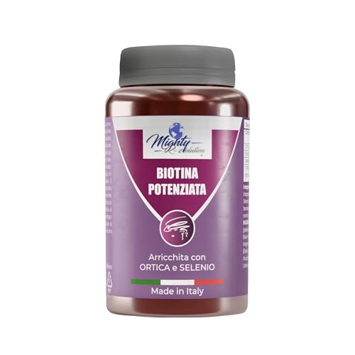 Mighty R-evolution Biotina Potenziata con Ortica e Selenio, 120 Capsule 500mg, Integratori per Capelli, Unghie e Pelle, Crescita Veloce Capelli, Anticaduta, Rinforzante Unghie, Vegan