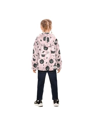 Abstract Wacky Skeleton Pumpkins Girls Fleece Jacket Girls Jacket Girl Coats Zip Up Hoodie Children Outerwear 2-3T4