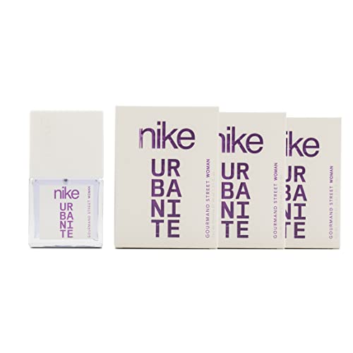 NIKE - Gourmand Street, Colonia Mujer, Pack 3 x 30 ml, Formato Viaje en Spray, Perfume Mujer, Eau de Toilette Femenina, Aroma Cítrico Amaderado, Fragancia Fresca, Elegante y de Larga duración