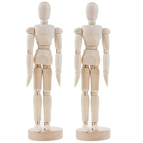 2 Piezas Maniquí de Pintura de Madera Modelo de Figura de Madera Maniquí Articulado de Madera Maniquí - muñeca de Dibujo para Dibujo, Pintura, Arte, Figura Modelo (Masculino y Femenino)