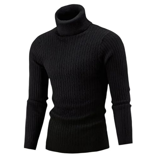 Autumn Winter Men's Turtleneck Sweater Men's Knitting Pullovers Rollneck Knitted Sweater Warm Men(White,Large)3