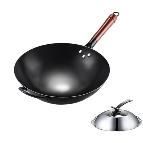 Wok tradicional hierro 34 cm antiadherente sin químico miniatura 1