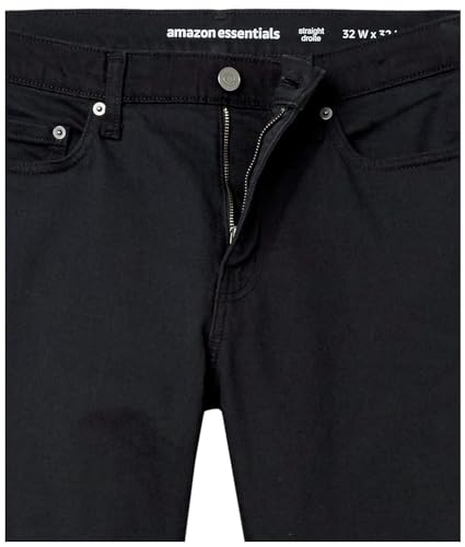 Amazon Essentials Herren Stretchjeans, Gerade Geschnitten - Auslauffarben, Schwarz, 34W / 32L