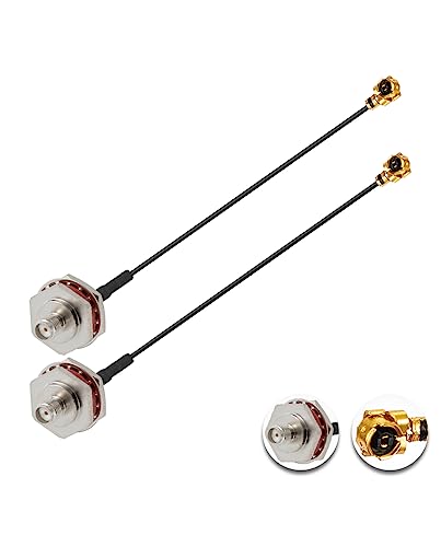 Vecys 2PCS U.F.L1 to SMA Female Waterproof Box M16 Low Loss Coaxial Cabl 2" /5CM U.F.L1 to SMA Female 1.13mm Mini-Coaxial Pigtail Cable for Wireless Routers Mini PCIE Network Cards PCI