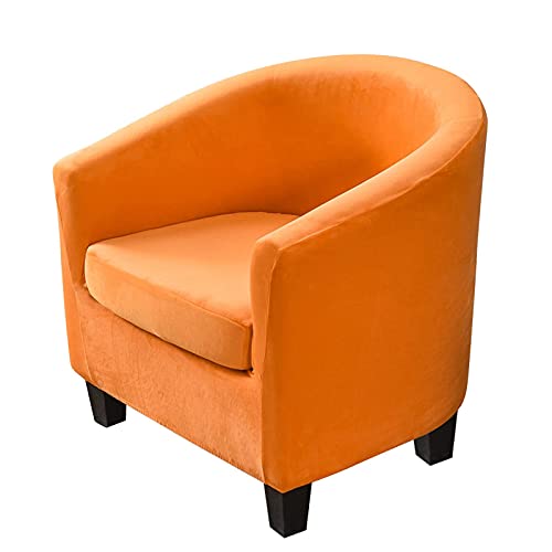 Mingfuxin 2 Pieces Tub Chair Covers,Upgraded 2 IN 1 Design Stretch Velvet Armchair Sofa Slipcover with Cushion Cover