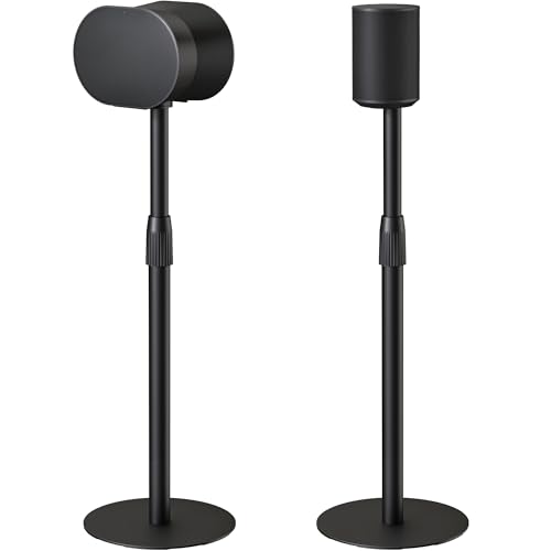 PEGZONE Höhenverstellbare Lautsprecherständer kompatibel mit Sonos Era 100&300 erweiterter 68 2-106 8 cm 5 kg Traglast Anti-Rutsch-Basis Ø 30 cm integrierte Kabelverwaltung 1 Paar Schwarz