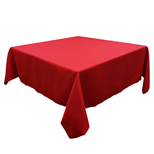 TableLinensforLess Polyester Square Tablecloth, 72 Inch Square, (Holiday Red)