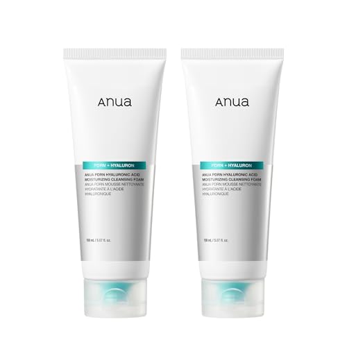 ANUA PDRN Hyaluronic Acid Moisturizing Cleansing Foam, Hydrating Facial Cleanser for Dry Skin, Daily Gentle Face Wash with Salmon DNA, Balancing & Pore Care, Korean Skincare (5.07 fl oz) (Pack of 2)