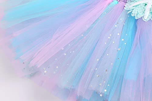 Koatobbor Girls Mermaid Costume Mermaid Tutu Dress Color Led Light Up for Halloween Birthday Party 3-8Years