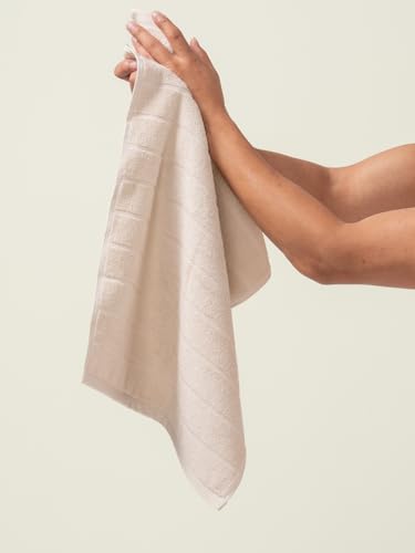Image of DAMENSCH 100% Cotton Towels, Super Soft Towels Set, Ultra Absorbent Towel for Women, Quick Dry Face Towel for Men, Long Lasting Colours Bath, Hand and Face Towels-Serene Beige