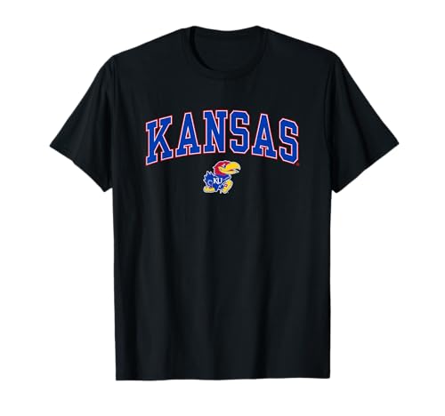 Kansas Jayhawks Arch Over Logo Officially Licensed T Shirts Tees for Men and Women