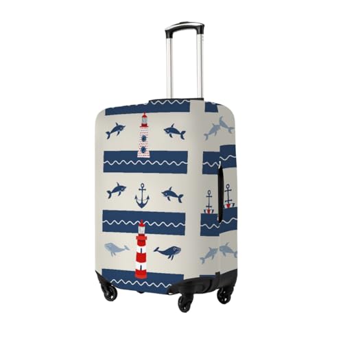 Sea Whale Lighthouse Stretchable Luggage Covers for Suitcase TSA Approved, Dust Proof and Scratch Resistant Travel Luggage Protector for Carry On (22-24 in)2