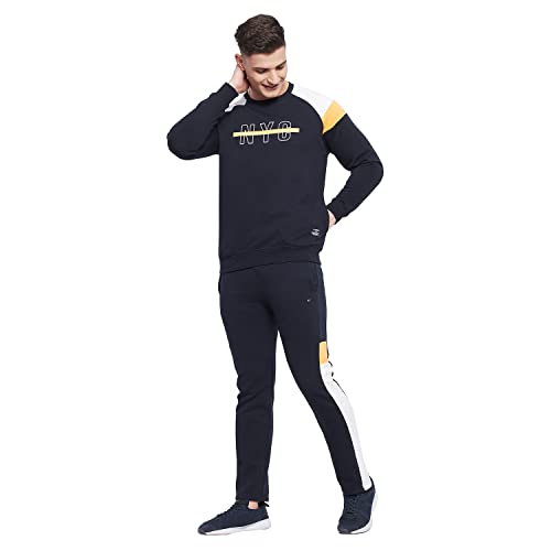 Image of LIVFREE Neva Mens Round Neck Chest Alphabetical Printed Winter Tracksuit