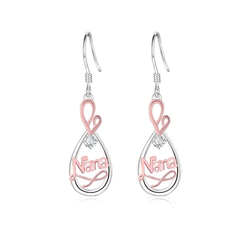 Teardrop Mama/Nana Dangle Earrings for Women - 925 Sterling Silver Mama Nanas Earrings Hypoallergenic Teardrop Mother Grandma Jewelry Gifts Mothers Day Birthday for Mom Grandma (Nana)