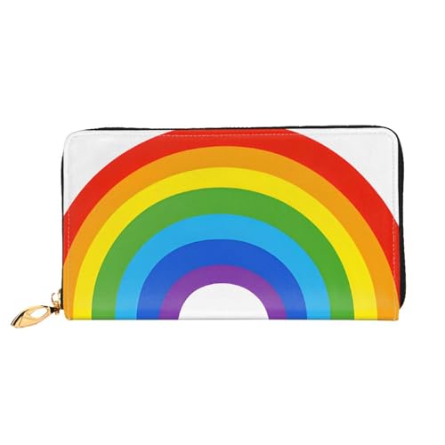 Rainbow Print Print Men'S And Women'S Leather Wallet,Mobile Phone Bag,Soft Leather Printed Zipper Coin Purse,Multi Card Slot Wallet