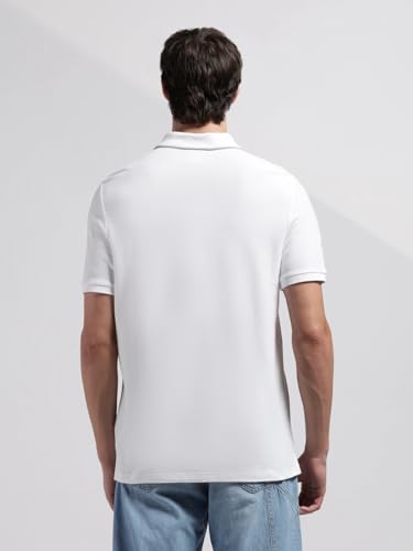 Image of Calvin Klein Jeans Solid Regular Fit Cotton Polo T-Shirt Breezy Blue